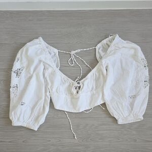 Zara Lace Detail Puff Sleeve Blouse